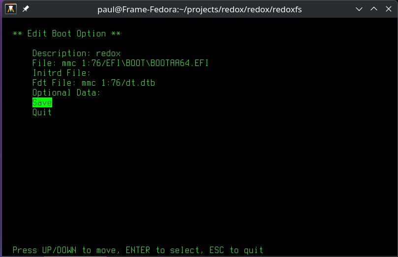 Image of U-Boot efi configuration